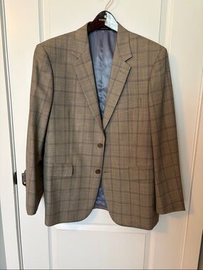 Ungaro Men's Checked Two-Button Blazer Sportcoat - Brown Plaid